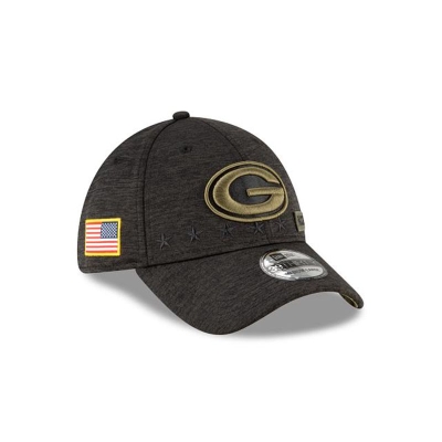 Black Green Bay Packers Hat - New Era NFL Salute To Service 39THIRTY Stretch Fit Caps USA9816207